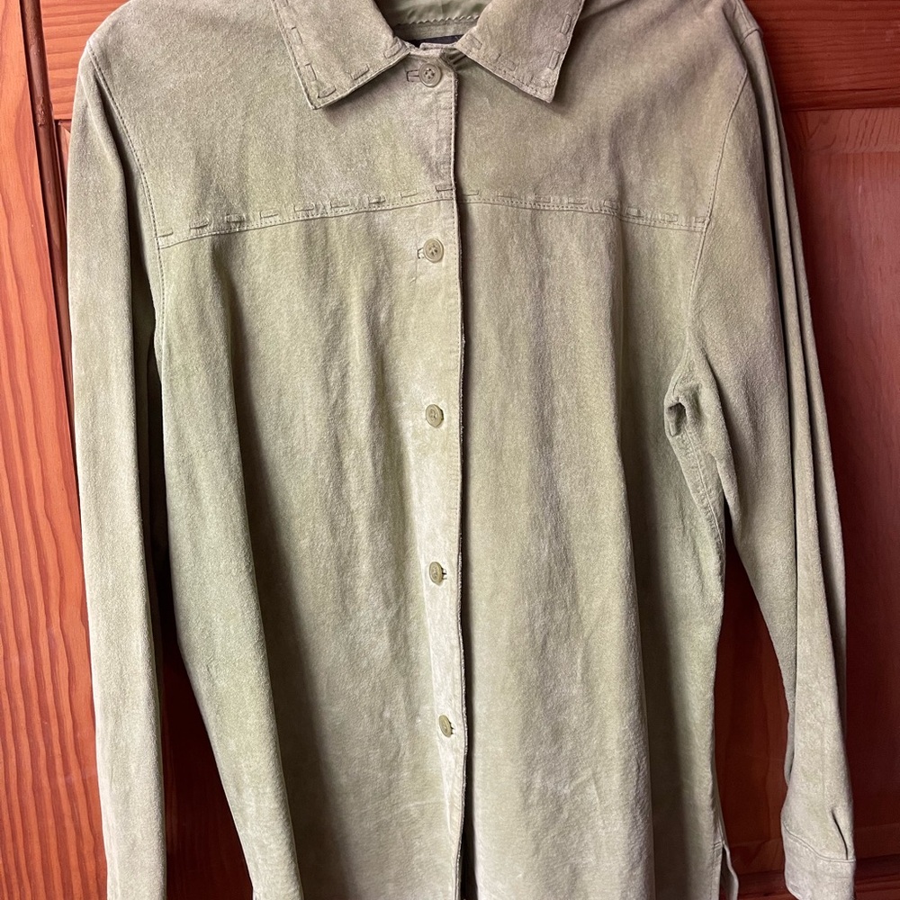 Vintage J Crew Olive Medium Shirt/Jacket Leather Suede